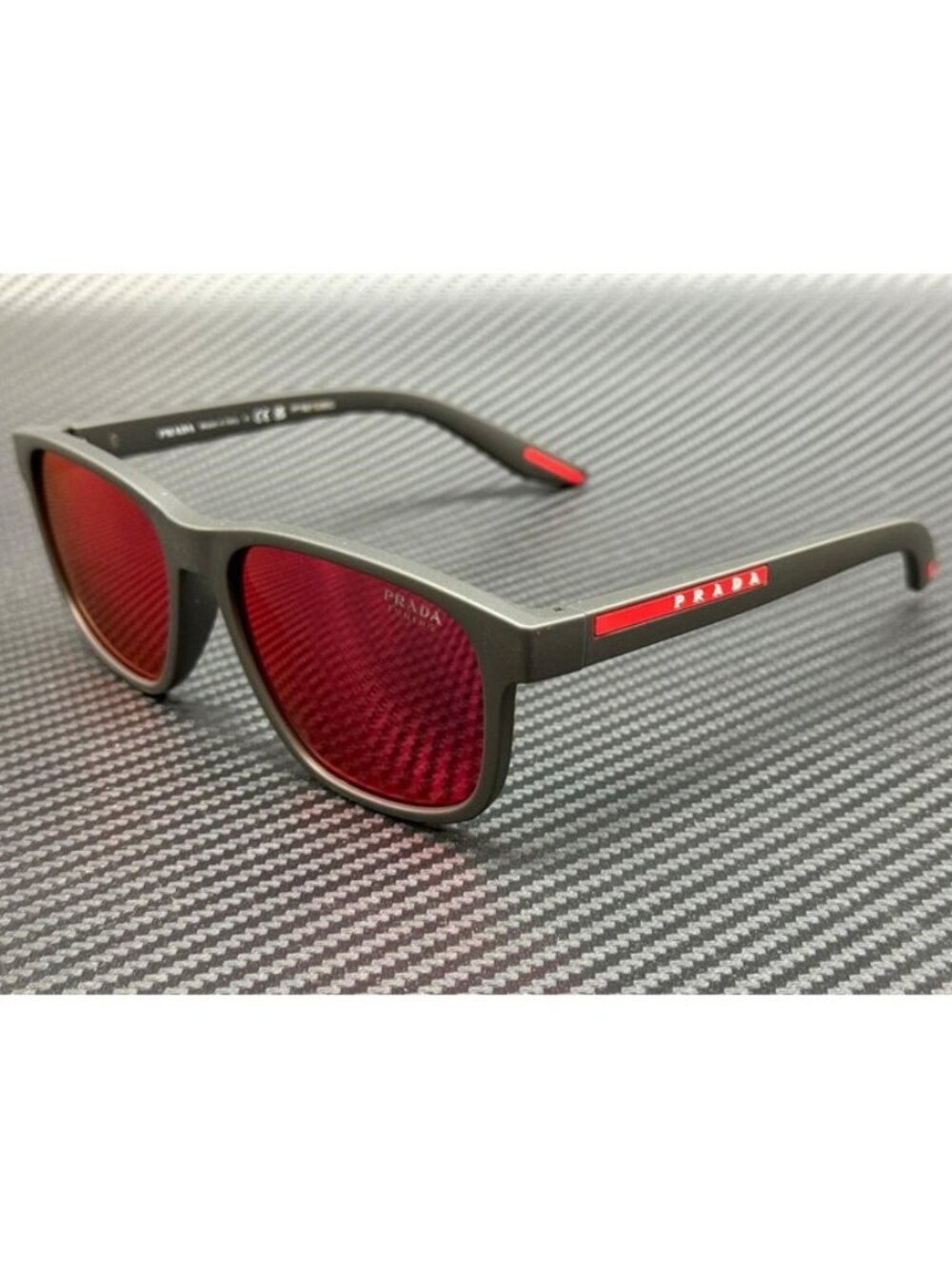 New Prada Linea Rossa Men Grey Rubber Sunglasses 56-17-145